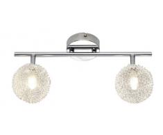 Reality Leuchten Halogen Spot in chrom, Glas mit Aludrahtgeflecht, 2 x G9, 28 W, Eco Leuchtmittel inklusive, Länge: 36.5 cm R81322106