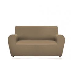 GEMITEX Magischer Sofabezug, 4 Sitzpolster, einfarbig, elastisch, Polyester, Taupe, Rückenlehne bis 280 cm