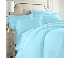 Clara Clark Bettwäsche-Set, 7-teilig, inkl. Spannbettlaken, Bettdecke, Kissenbezüge Queen Aqua Hellblau