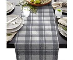 BINGIGO Tischläufer für Weihnachten, Familie, Küche, Esstisch, Dekoration, Rot/Schwarz 14x72in Plaid Pattern-005big8275