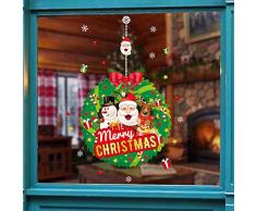 BooDecal, abnehmbare Vinyl-Wandsticker, Motiv: Schneemann, Santa Claus, Rentier, für Vitrinen, Fenster, Dekoration, Papier, hängende Ornamente