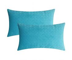 Artcest 2er-Set, dekorative Samt-Überwurf-Kissenbezüge, Sofakissen, weich gestepptes Muster, bequeme Couch-Kissenbezüge Art Deco 12x20, 2 Pieces Hellblaugrün
