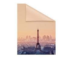 Lichtblick Fensterfolie 50 x 50 cm mit Motiv Eiffelturm - Orange, Selbstklebender Sichtschutz ohne Bohren, blickdichtes Fensterdekor, für alle Glasflächen
