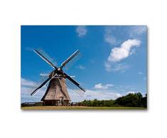 Premium Textil-Leinwand 90 x 60 cm Quer-Format Windmühle in der Nähe von Nes | Wandbild, HD-Bild auf Keilrahmen, Fertigbild auf hochwertigem Vlies, Leinwanddruck von Michael Bücker
