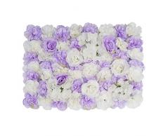 Unbekannt Kunstblumen-Wandpaneel mit romantischem Blumenmuster, 60 x 40 cm, Sichtschutz, Hecke für Hochzeit, Fotografie, Hintergrund – Lila Rose