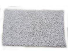 Castle Hill 100% Baumwolle Chenille Shaggy Badvorleger Teppich mit Spray Latexunterseite 20 x 30 Weiß