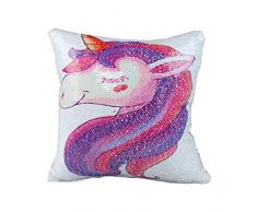 ZAONE Einhorn Flip Reversible Pailletten Kissenbezug Meerjungfrau Pailletten Überwurf Kissen Deko Kissenbezug für Sofa Couch Bett Stuhl Erkerfenster Magic Einhorn Geschenk Nur Hülle Unicorn 3
