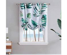 Vandesun Thermo-Vorhang mit Stangentasche, Grün mit Thermo-Isolierung, verstellbare Schattenspender für Schlafzimmer, Wohnzimmer, Arbeitszimmer und Frühstücksraum, Polyester, Green Plant (c), 46W x 63L