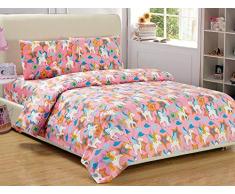 Fancy Collection Schmusetuch Einhorn Pink Lila Blau Orange Weiß mit Fellkissen NEU Queen Sheet Pink, Purple, Blue, Orange, White