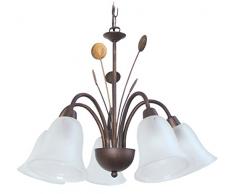 Tosel 20137 Kronleuchter – Lustralia Blech und Rohr Stahl Epoxid-Beschichtung, Sati-Glas, E14, 60 W, Braun