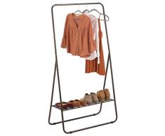 mDesign Kleiderstange – tragbarer Kleiderständer für Schlafzimmer, Schrank oder Eingangsbereich – praktischer Garderobenständer aus robustem Metall – bronzefarben
