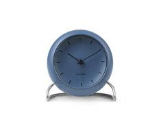 Arne Jacobsen Tischuhr, Kunststoff, blau, 11 cm