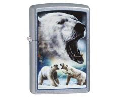 Zippo MAZZI Polar Bear Feuerzeug, Messing, Street Chrome, One Size