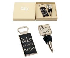 Haysom Interiors Weinflaschenverschluss und Öffner, Mr Right & Mrs Always Right