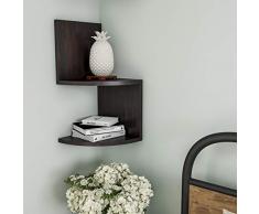 Lavish Home schwebendes Eckregal, 2 Etagen, Wandregale mit versteckten Halterungen, um Dekor, Bücher, Fotos, mehr Hardware im Lieferumfang enthalten NA Dunkelbraun