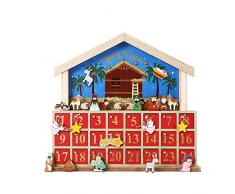 PIONEER-EFFORT Weihnachtskrippe Weihnachtskrippe Deko Holz Adventskalender mit 24 Schubladen für Weihnachtsdekoration