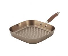 Anolon 84446 Advanced Harteloxierte, antihaftbeschichtete, quadratische Grillpfanne mit Ausgießern, Aluminium, Umbra braun