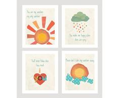 Children Inspire Design You are My Sunshine Print Collection (Set mit 4 Kunstdrucken), Kinderzimmerdekoration, Geschlechtsneutral, Kinderzimmerdekoration, Kinderzimmerdekoration, Kinderzimmerdekoration, Kinderzimmerdekoration, Kinderzimmer 08x10