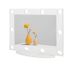Waneway Kosmetikspiegel mit 10 vorgebohrten Löchern, kompatibel mit Hollywood-Lichter-Kit, DIY beleuchteter Schminkspiegel ohne sichtbare Kabel, Tisch- oder Wandhalterung, weiß (Lichter-Set nicht im Lieferumfang enthalten)