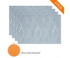 sayopin Platzdeckchen 4er Set Hitzeisolierend Fleckenabweisend Platzsets für Esstisch Durable Cross Weave Woven Vinyl Kitchen Table Mats Platzset blau