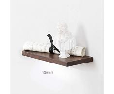 Inman Regale zur Wandmontage, Eiche/Walnussholz, rechteckig, zum Aufhängen, rustikal, schwebendes Regal für Trophäen, Bilderrahmen, Sammlerstücke, Bücherregal 12 walnuss