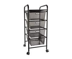 Alvin & Company SC4BM Alvin Rollwagen aus Metall, 4 Schubladen, Schwarz