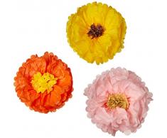 Wrapables Set 3 Stück Gewebe Blumen Pom Poms Party Dekorationen für Hochzeiten, Geburtstag Parteien Baby Duschen und Kinderzimmer Dekor, orange, gelb, rosa