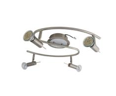 tp24 Arizona LED Deckenleuchte 4-flammig rund mit silbernem satiniertem Finish und verchromtem Mittelpunkt