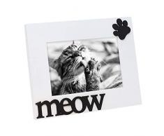 Isaac Jacobs Holz Sentiments Cat Meow Bilderrahmen, Fotogeschenk für Haustiere, Katzen, Kätzchen, Display auf Tischplatte, Schreibtisch 4x6 weiß