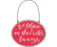 Primitives by Kathy PBK Osterdeko - We Beleive in The Bunny Ovales Blechschild