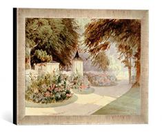 Gerahmtes Bild von Max Brückner Die Gärten und das Vogelhaus des Erbprinzen und Prinz Alberts von Sachsen-Coburg und Gotha, Kunstdruck im hochwertigen handgefertigten Bilder-Rahmen, 40x30 cm, Silber raya