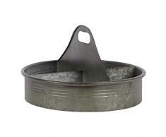 Benzara BM179166 Tablett aus Metall, rund, mit Griffausschnitt, Grau