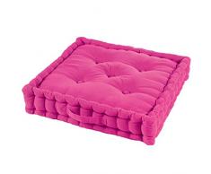 DOUCEUR DINTERIEUR Bodenkissen, 45 x 45 x 10 cm, Baumwolle, einfarbig, Fuchsia, 45 x 45 x 10 cm