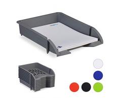 Relaxdays Ablagefächer stapelbar, 10er Set, DIN A4 Papier, Briefe, Büro, Schreibtisch, Dokumentenablage Kunststoff, grau