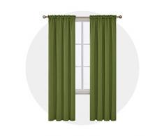 Deconovo Gardinen mit Stangentaschen, Verdunkelungsvorhänge für Wohnzimmer, 106,7 x 213,4 cm, grasgrün