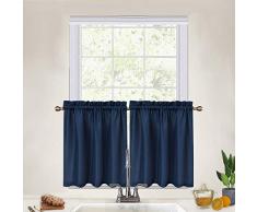 CAROMIO Küchen-Vorhang, gewebt, strukturiert, gewebt, für Café, Badezimmer, Fenster, Vorhänge und Größen Modern Tiers|24 L Marineblau