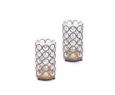 SIGNATURE HOME COLLECTION Windlicht 2-er Set für Teelichter, Glas klar, Gold 7 cm, 2