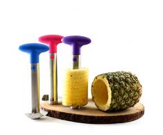 Norpro 5132X3B Ananasschneider aus Edelstahl, 3 Stück, Violett, Rosa und Blau