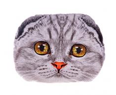 Sumerk 3D Cute Plüsch Katze Kopf Form Kissen Auto Sofa Sessel Rückenkissen, Kissenbezug Cat Face Deko Geschenk Medium Gray(Without Ears)