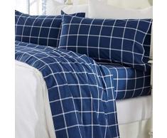 Tolles Bay Home Extra weiche 100% Baumwolle Flanell-Bettlaken-Set. Warm, Cozy, leicht, Winter Bettwäsche. Belle Collection King Windowpane - Navy/White