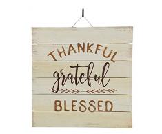 Impressum Plus Dankbar, Dankbar, Blessed Inspirierende Distressed Holz Schild von, 30,5 x 30,5 cm Rustikal Home Decor Gedenktafel mit Kleiderbügel 48–01629