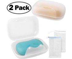 Anwenk Seifenschale Halter Abtropfgestell Dusche Wasserfall für Bad Küche Theke Bar Dry Einfache Reinigung Flexibles Silikon Weiß 3er-Pack Translucent 2pack