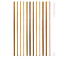 Paderno 41490C00 12 Trinkhalme Cm 21,5 C/Bürste Edelstahl AISI 304, Kupfer 18/10