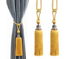 Melodieux Quaste mit Kordel Raffhalter für Gardinen Quasten 2 Stück