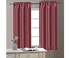 Dupioni Vorhänge aus Kunstseide für Schlafzimmer, mit Ösen, lichtreduzierend, für Wohnzimmer Satinvorhänge, Sichtschutz, Fensterbehandlungen, 2 Paneele Modern Door Curtains|40 L burgunderfarben