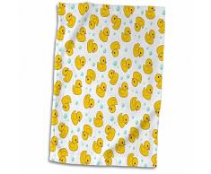 Hand-/Sporthandtuch, 3D-Rose, Gummi-Muster, gelbe Enten und Seifenblasen, 38,1 x 55,9 cm, Weiß