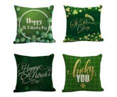 St. Patricks Day Geschenk, PP-Stretch-Baumwoll-Leinen-Kissenbezüge, quadratisch, 45,7 x 45,7 cm, 4 Stück, dekorativ für Bett- und Sofakissen, Digitaldruck und unsichtbarer Reißverschluss, Bettwäsche, Gedenktag oder Urlaubsdekoration