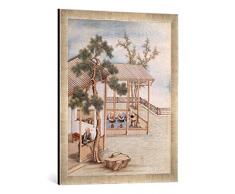 Gerahmtes Bild von 18. Jahrhundert China: Rollen der Teeblätter / 18. Jh, Kunstdruck im hochwertigen handgefertigten Bilder-Rahmen, 50x70 cm, Silber Raya