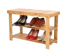 BAKAJI Schuhregal Schuhregal Schuhregal Schuhregal Schuhregal Schuhregal Schuhregal Bambus Natur 70 x 28 x 45 cm