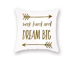 Kissenbezug mit inspirierendem Zitat und Pfeil, dekoratives Zitat, sehr weich, für Sofa, Couch Zuhause, 45,7 x 45,7 cm 18 x 18 Dream Big